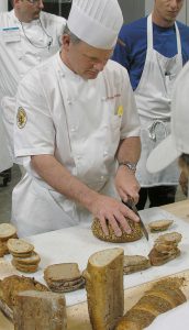 The proof is in the tasting - jeff Hammelman cuts up samples of the rye breads his class prepared