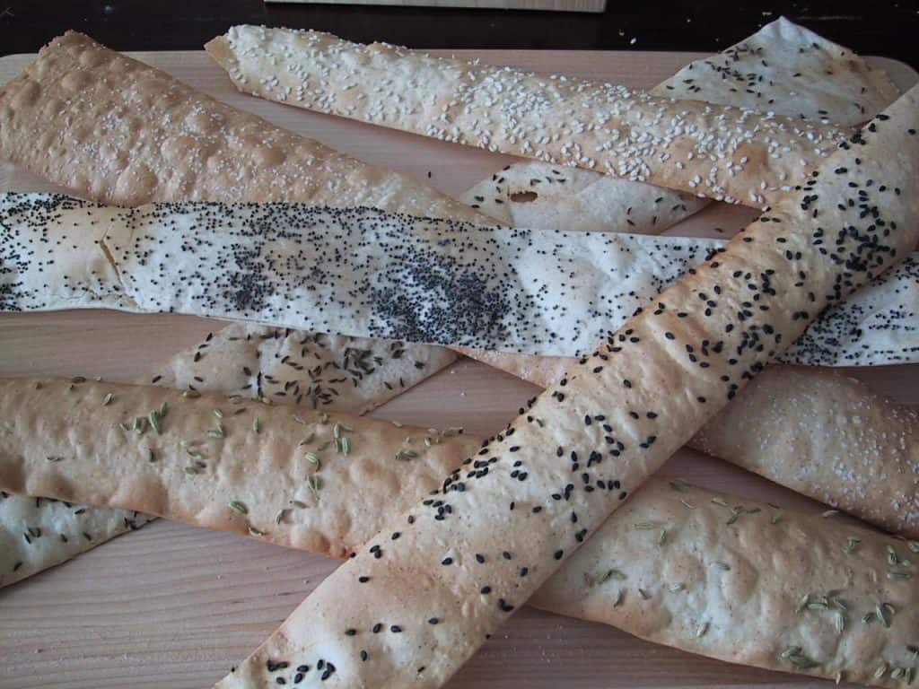 Lavash crackers with a variety of toppings