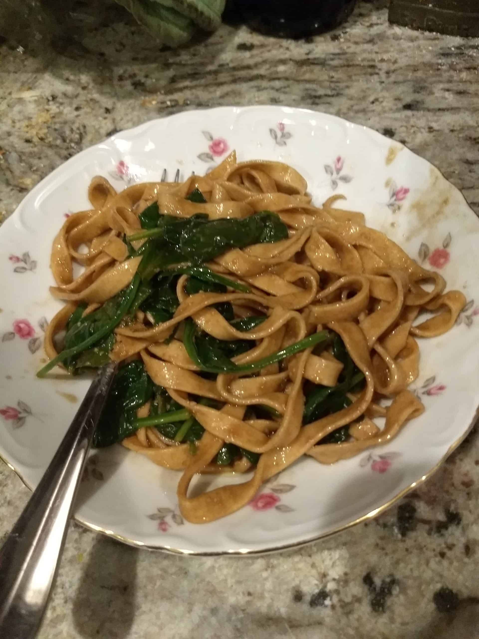 Fettucine with Tangy Wilted SpinachAC