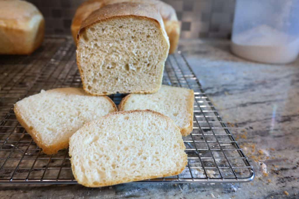 Rolled baguette loaf, crumb shot